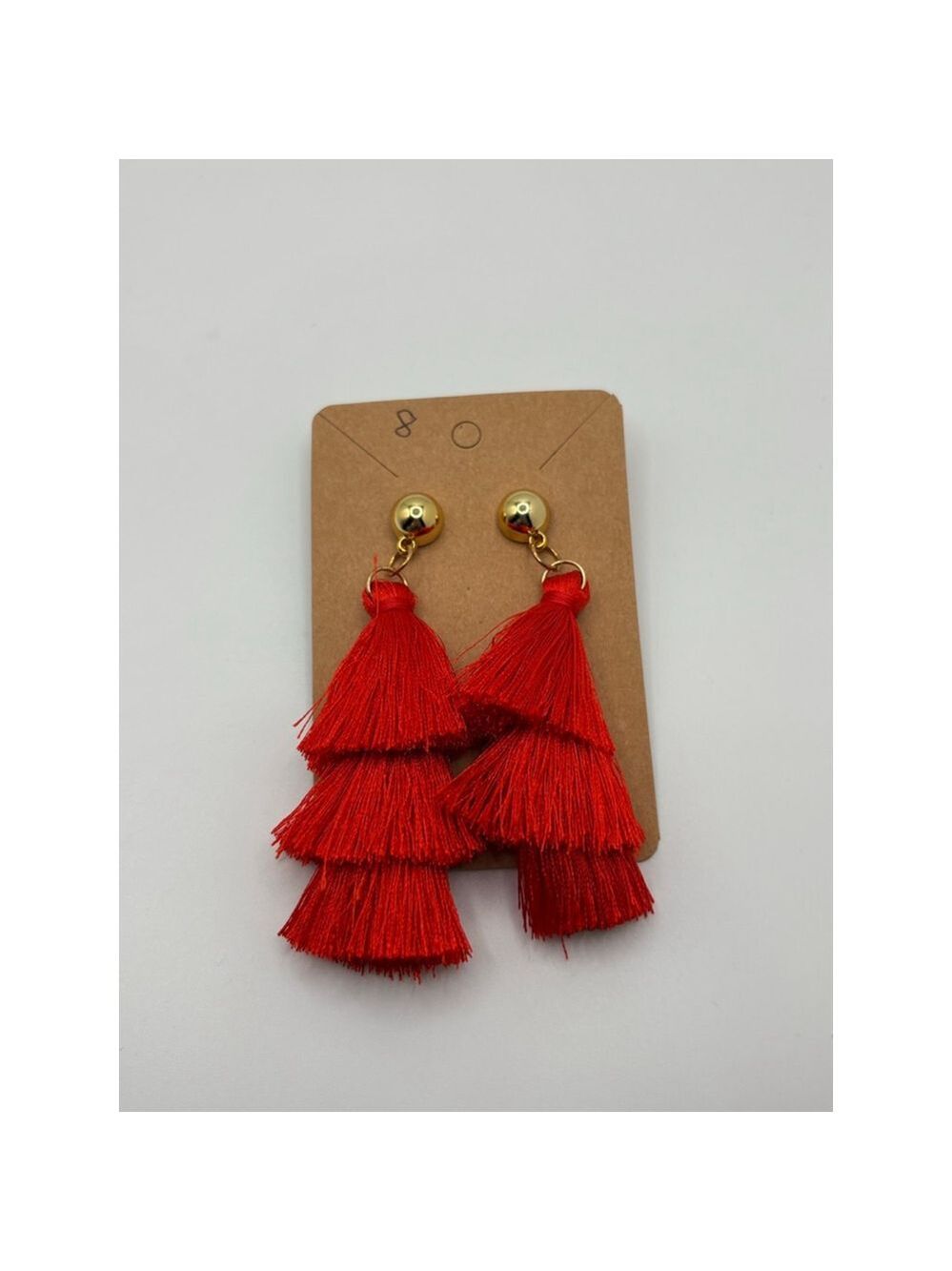 Red Gold Tiered Tassel Earrings NWOT